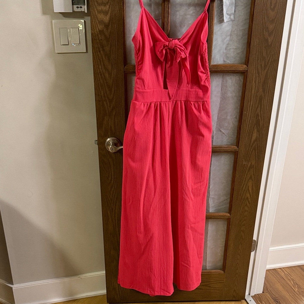 Women's Pink Tie-Front Jumpsuit